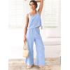 image:imageANRABESS Womens 2 Piece Outfits Linen Pants Jumpsuit Matching Lounge Set Casual Summer Beach Vacation Trendy ClothesSky