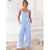 image:imageANRABESS Womens 2 Piece Outfits Linen Pants Jumpsuit Matching Lounge Set Casual Summer Beach Vacation Trendy ClothesSky
