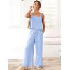 image:imageANRABESS Womens 2 Piece Outfits Linen Pants Jumpsuit Matching Lounge Set Casual Summer Beach Vacation Trendy ClothesSky