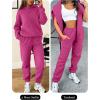image:imageANRABESS Womens 2 Piece Outfits Lounge Hoodie Oversized Sweatshirt Jogger Sweatpants Y2K Tracksuit Sweatsuit Set Fall ClothesHot Pink