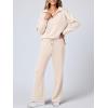 image:imageANRABESS Womens 2 Piece Outfits Lounge Sets Casual Long Sleeve Sweatsuits Polo Top Wide Leg Pants Fall Sweat Matching SetsApricot