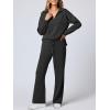 image:imageANRABESS Womens 2 Piece Outfits Lounge Sets Casual Long Sleeve Sweatsuits Polo Top Wide Leg Pants Fall Sweat Matching SetsBlack
