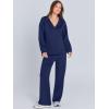 image:imageANRABESS Womens 2 Piece Outfits Lounge Sets Casual Long Sleeve Sweatsuits Polo Top Wide Leg Pants Fall Sweat Matching SetsNavy Blue