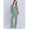 image:imageANRABESS Womens 2 Piece Outfits Lounge Sets Casual Long Sleeve Sweatsuits Polo Top Wide Leg Pants Fall Sweat Matching SetsPea Green