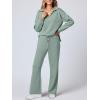 image:imageANRABESS Womens 2 Piece Outfits Lounge Sets Casual Long Sleeve Sweatsuits Polo Top Wide Leg Pants Fall Sweat Matching SetsPea Green