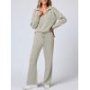 image:imageANRABESS Womens 2 Piece Outfits Lounge Sets Casual Long Sleeve Sweatsuits Polo Top Wide Leg Pants Fall Sweat Matching SetsPeytoe