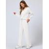 image:imageANRABESS Womens 2 Piece Outfits Lounge Sets Casual Long Sleeve Sweatsuits Polo Top Wide Leg Pants Fall Sweat Matching SetsWhite