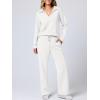image:imageANRABESS Womens 2 Piece Outfits Lounge Sets Casual Long Sleeve Sweatsuits Polo Top Wide Leg Pants Fall Sweat Matching SetsWhite