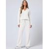 image:imageANRABESS Womens 2 Piece Outfits Lounge Sets Casual Long Sleeve Sweatsuits Polo Top Wide Leg Pants Fall Sweat Matching SetsWhite