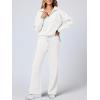 image:imageANRABESS Womens 2 Piece Outfits Lounge Sets Casual Long Sleeve Sweatsuits Polo Top Wide Leg Pants Fall Sweat Matching SetsWhite