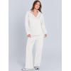 image:imageANRABESS Womens 2 Piece Outfits Lounge Sets Casual Long Sleeve Sweatsuits Polo Top Wide Leg Pants Fall Sweat Matching SetsWhite