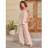 image:imageANRABESS Womens 2 Piece Summer Sets Casual Sleeveless Top and Wide Leg Pants Set Loose Loungewear Vacation Travel OutfitsApricot