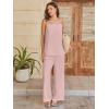image:imageANRABESS Womens 2 Piece Summer Sets Casual Sleeveless Top and Wide Leg Pants Set Loose Loungewear Vacation Travel OutfitsBright Pink
