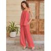 image:imageANRABESS Womens 2 Piece Summer Sets Casual Sleeveless Top and Wide Leg Pants Set Loose Loungewear Vacation Travel OutfitsOrange Red