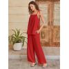 image:imageANRABESS Womens 2 Piece Summer Sets Casual Sleeveless Top and Wide Leg Pants Set Loose Loungewear Vacation Travel OutfitsRed