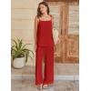 image:imageANRABESS Womens 2 Piece Summer Sets Casual Sleeveless Top and Wide Leg Pants Set Loose Loungewear Vacation Travel OutfitsRed