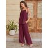 image:imageANRABESS Womens 2 Piece Summer Sets Casual Sleeveless Top and Wide Leg Pants Set Loose Loungewear Vacation Travel OutfitsWine Red