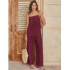 image:imageANRABESS Womens 2 Piece Summer Sets Casual Sleeveless Top and Wide Leg Pants Set Loose Loungewear Vacation Travel OutfitsWine Red