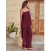 image:imageANRABESS Womens 2 Piece Summer Sets Casual Sleeveless Top and Wide Leg Pants Set Loose Loungewear Vacation Travel OutfitsWine Red