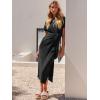 image:imageANRABESS Womens 2026 Summer Maxi Tshirt Dress Short Sleeve Crewneck Tie Waist Casual Slim Fit Slit Spring Long Beach DressesBlack