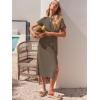 image:imageANRABESS Womens 2026 Summer Maxi Tshirt Dress Short Sleeve Crewneck Tie Waist Casual Slim Fit Slit Spring Long Beach DressesBrown