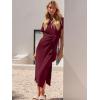image:imageANRABESS Womens 2026 Summer Maxi Tshirt Dress Short Sleeve Crewneck Tie Waist Casual Slim Fit Slit Spring Long Beach DressesBurgundy