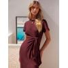 image:imageANRABESS Womens 2026 Summer Maxi Tshirt Dress Short Sleeve Crewneck Tie Waist Casual Slim Fit Slit Spring Long Beach DressesBurgundy