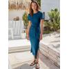 image:imageANRABESS Womens 2026 Summer Maxi Tshirt Dress Short Sleeve Crewneck Tie Waist Casual Slim Fit Slit Spring Long Beach DressesCyan