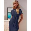 image:imageANRABESS Womens 2026 Summer Maxi Tshirt Dress Short Sleeve Crewneck Tie Waist Casual Slim Fit Slit Spring Long Beach DressesDeep Blue