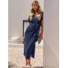 image:imageANRABESS Womens 2026 Summer Maxi Tshirt Dress Short Sleeve Crewneck Tie Waist Casual Slim Fit Slit Spring Long Beach DressesDeep Blue