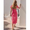 image:imageANRABESS Womens 2026 Summer Maxi Tshirt Dress Short Sleeve Crewneck Tie Waist Casual Slim Fit Slit Spring Long Beach DressesLight Red