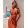 image:imageANRABESS Womens 2026 Summer Maxi Tshirt Dress Short Sleeve Crewneck Tie Waist Casual Slim Fit Slit Spring Long Beach DressesOrange Rust
