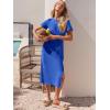 image:imageANRABESS Womens 2026 Summer Maxi Tshirt Dress Short Sleeve Crewneck Tie Waist Casual Slim Fit Slit Spring Long Beach DressesRoyal Blue