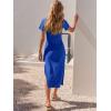 image:imageANRABESS Womens 2026 Summer Maxi Tshirt Dress Short Sleeve Crewneck Tie Waist Casual Slim Fit Slit Spring Long Beach DressesRoyal Blue