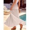 image:imageANRABESS Womens Boho Elastic High Waist Pleated ALine Flowy Swing Asymmetric Tiered Maxi Long Skirt Dress with PocketsApricort