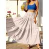 image:imageANRABESS Womens Boho Elastic High Waist Pleated ALine Flowy Swing Asymmetric Tiered Maxi Long Skirt Dress with PocketsApricort