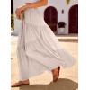 image:imageANRABESS Womens Boho Elastic High Waist Pleated ALine Flowy Swing Asymmetric Tiered Maxi Long Skirt Dress with PocketsApricort