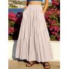 image:imageANRABESS Womens Boho Elastic High Waist Pleated ALine Flowy Swing Asymmetric Tiered Maxi Long Skirt Dress with PocketsApricort