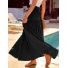 image:imageANRABESS Womens Boho Elastic High Waist Pleated ALine Flowy Swing Asymmetric Tiered Maxi Long Skirt Dress with PocketsBlack