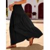 image:imageANRABESS Womens Boho Elastic High Waist Pleated ALine Flowy Swing Asymmetric Tiered Maxi Long Skirt Dress with PocketsBlack