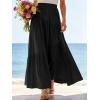 image:imageANRABESS Womens Boho Elastic High Waist Pleated ALine Flowy Swing Asymmetric Tiered Maxi Long Skirt Dress with PocketsBlack