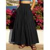 image:imageANRABESS Womens Boho Elastic High Waist Pleated ALine Flowy Swing Asymmetric Tiered Maxi Long Skirt Dress with PocketsBlack