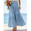 image:imageANRABESS Womens Boho Elastic High Waist Pleated ALine Flowy Swing Asymmetric Tiered Maxi Long Skirt Dress with PocketsBlue