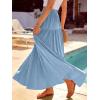 image:imageANRABESS Womens Boho Elastic High Waist Pleated ALine Flowy Swing Asymmetric Tiered Maxi Long Skirt Dress with PocketsBlue