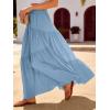 image:imageANRABESS Womens Boho Elastic High Waist Pleated ALine Flowy Swing Asymmetric Tiered Maxi Long Skirt Dress with PocketsBlue