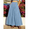 image:imageANRABESS Womens Boho Elastic High Waist Pleated ALine Flowy Swing Asymmetric Tiered Maxi Long Skirt Dress with PocketsBlue