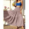 image:imageANRABESS Womens Boho Elastic High Waist Pleated ALine Flowy Swing Asymmetric Tiered Maxi Long Skirt Dress with PocketsBrown