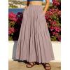 image:imageANRABESS Womens Boho Elastic High Waist Pleated ALine Flowy Swing Asymmetric Tiered Maxi Long Skirt Dress with PocketsBrown