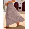 image:imageANRABESS Womens Boho Elastic High Waist Pleated ALine Flowy Swing Asymmetric Tiered Maxi Long Skirt Dress with PocketsBrown