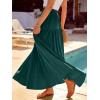 image:imageANRABESS Womens Boho Elastic High Waist Pleated ALine Flowy Swing Asymmetric Tiered Maxi Long Skirt Dress with PocketsDeep Green